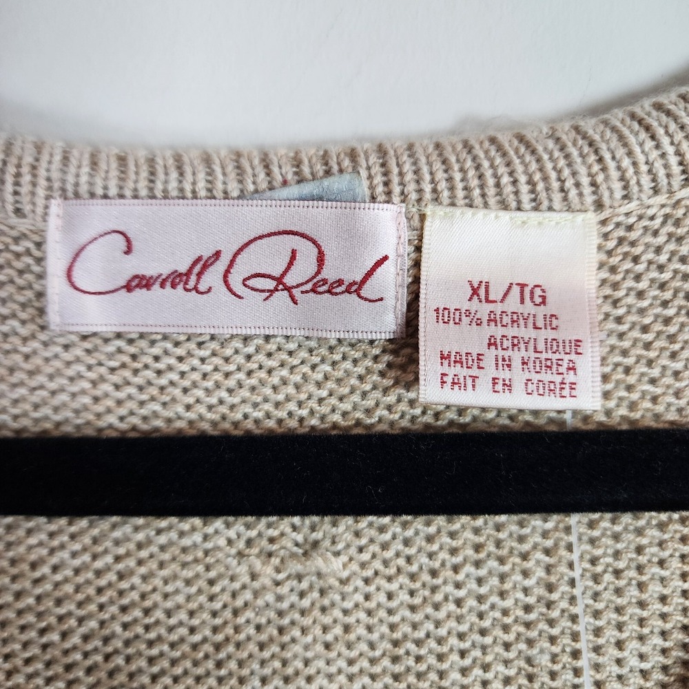 NEW Sweater Vest Womens XL Beige Embroidered Leaf Autumn Cottagecore Fall Indie - Picture 3 of 15